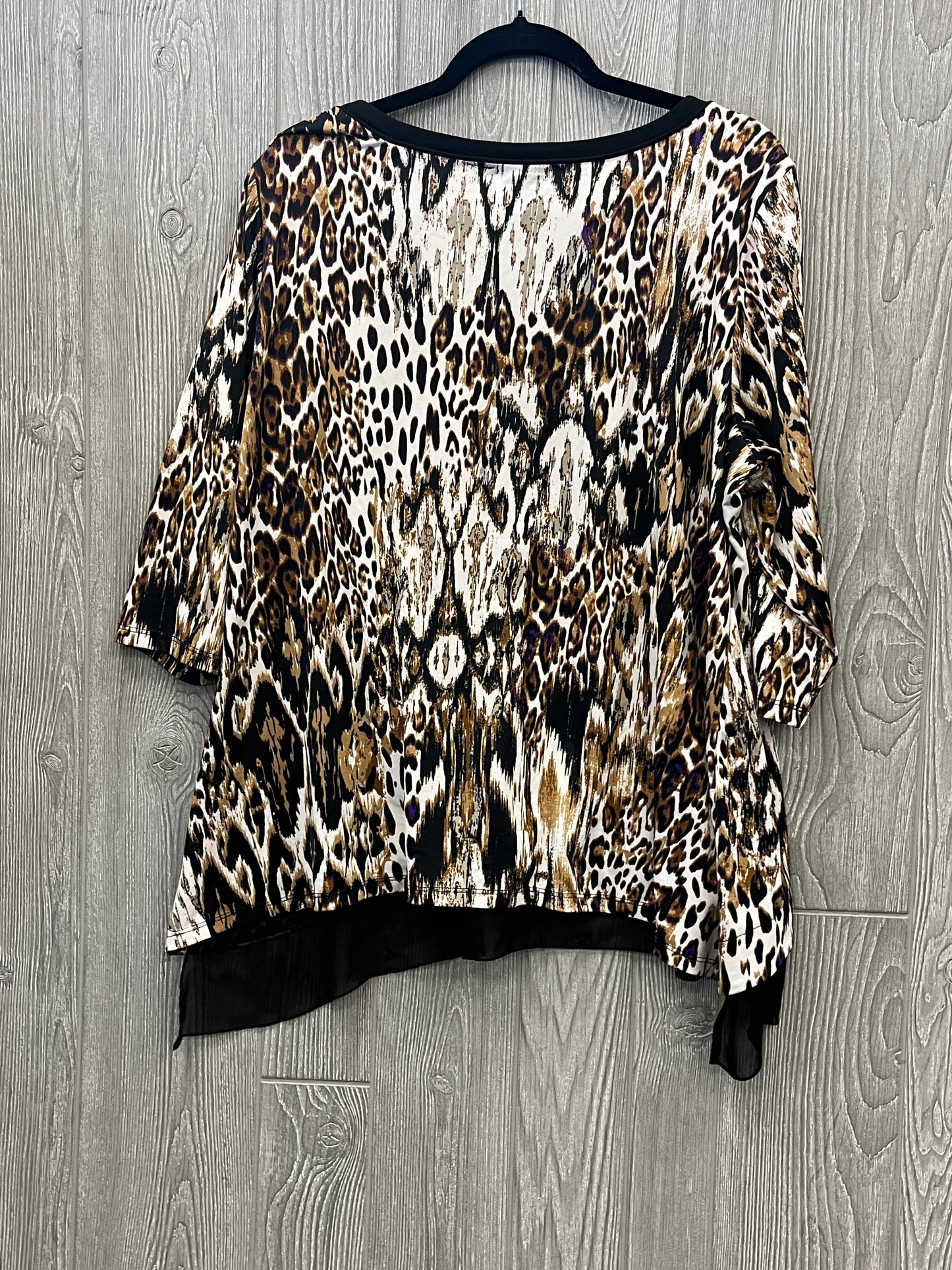 Top 3/4 Sleeve By Notations In Animal Print, Size: 2x