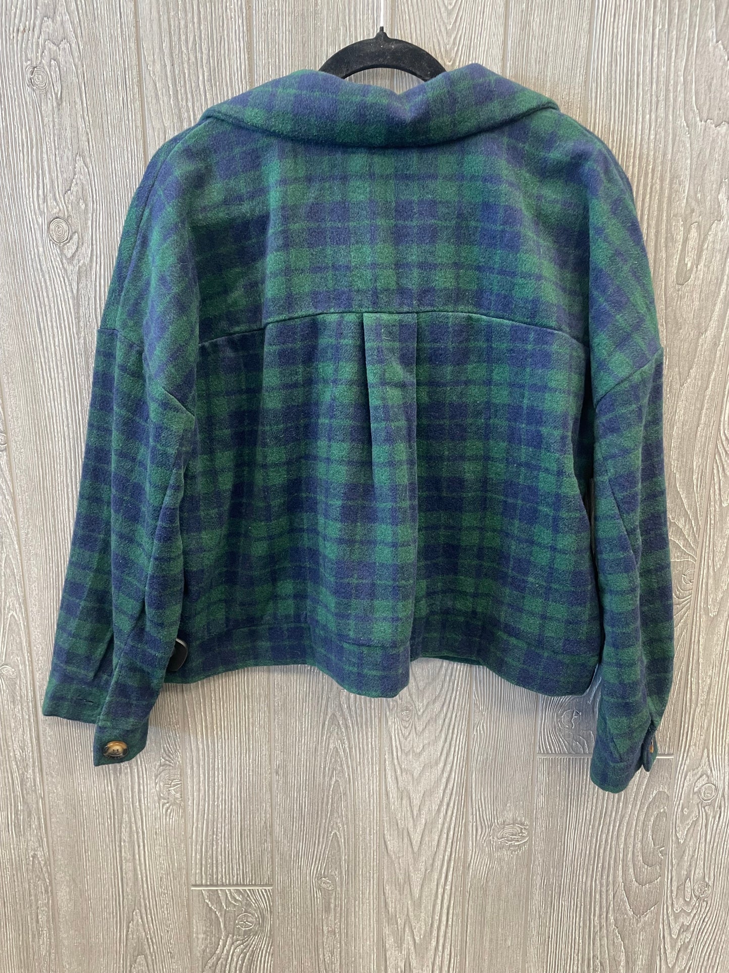 Jacket Shirt By Lularoe In Blue & Green, Size: L