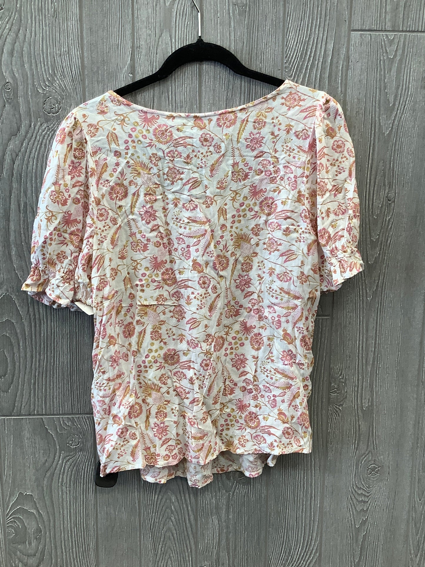 Top Short Sleeve By Lucky Brand In Pink & White, Size: L