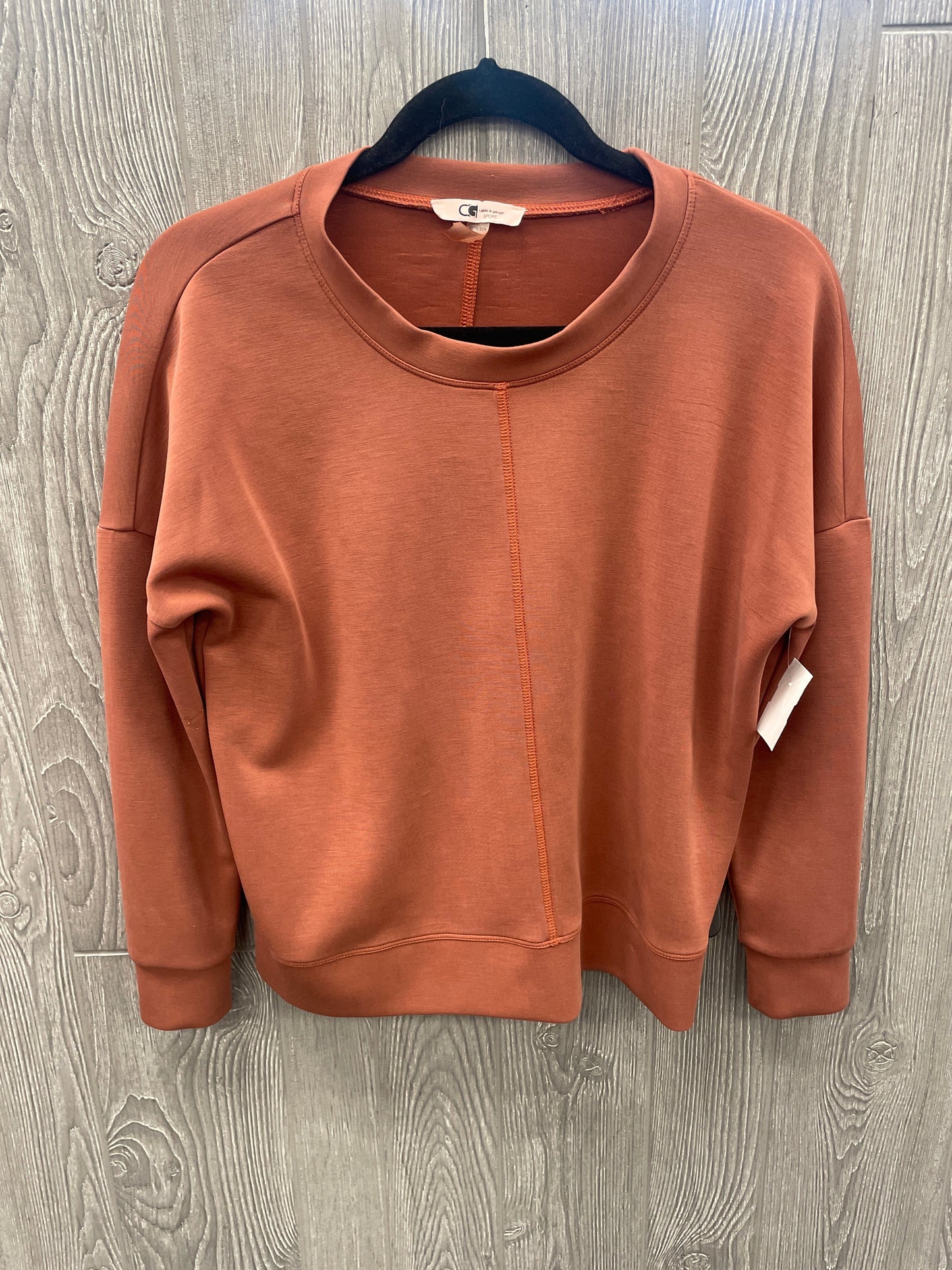 Athletic Top Long Sleeve Crewneck By Cable And Gauge In Brown, Size: Xs