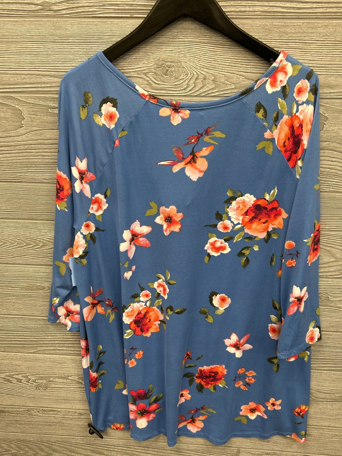 Top 3/4 Sleeve By Falls Creek In Blue, Size: 2x