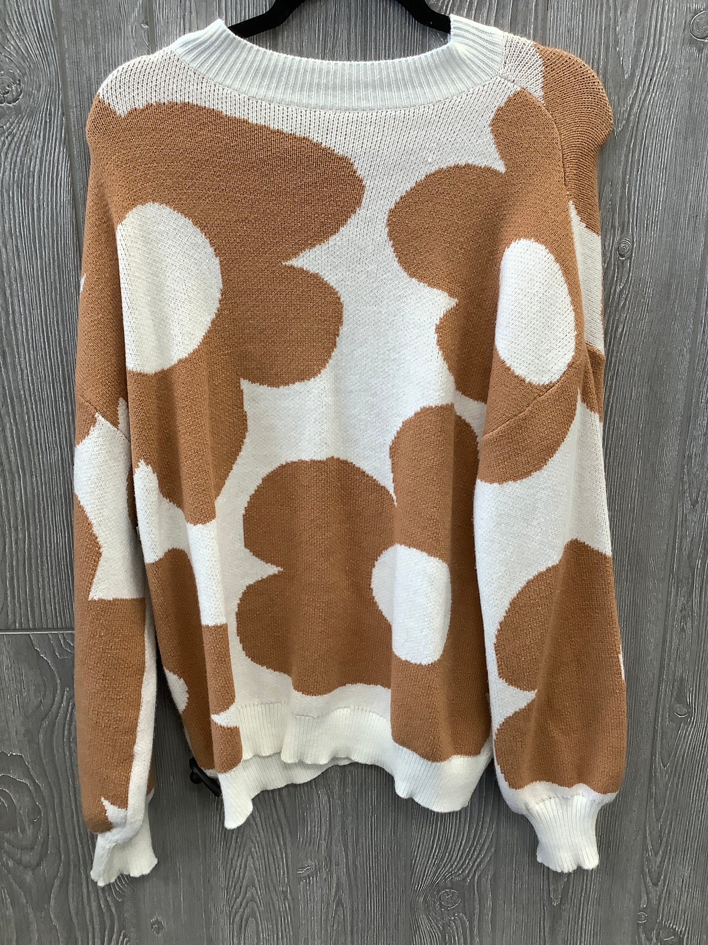 Sweater By Clothes Mentor In Brown & White, Size: Xl