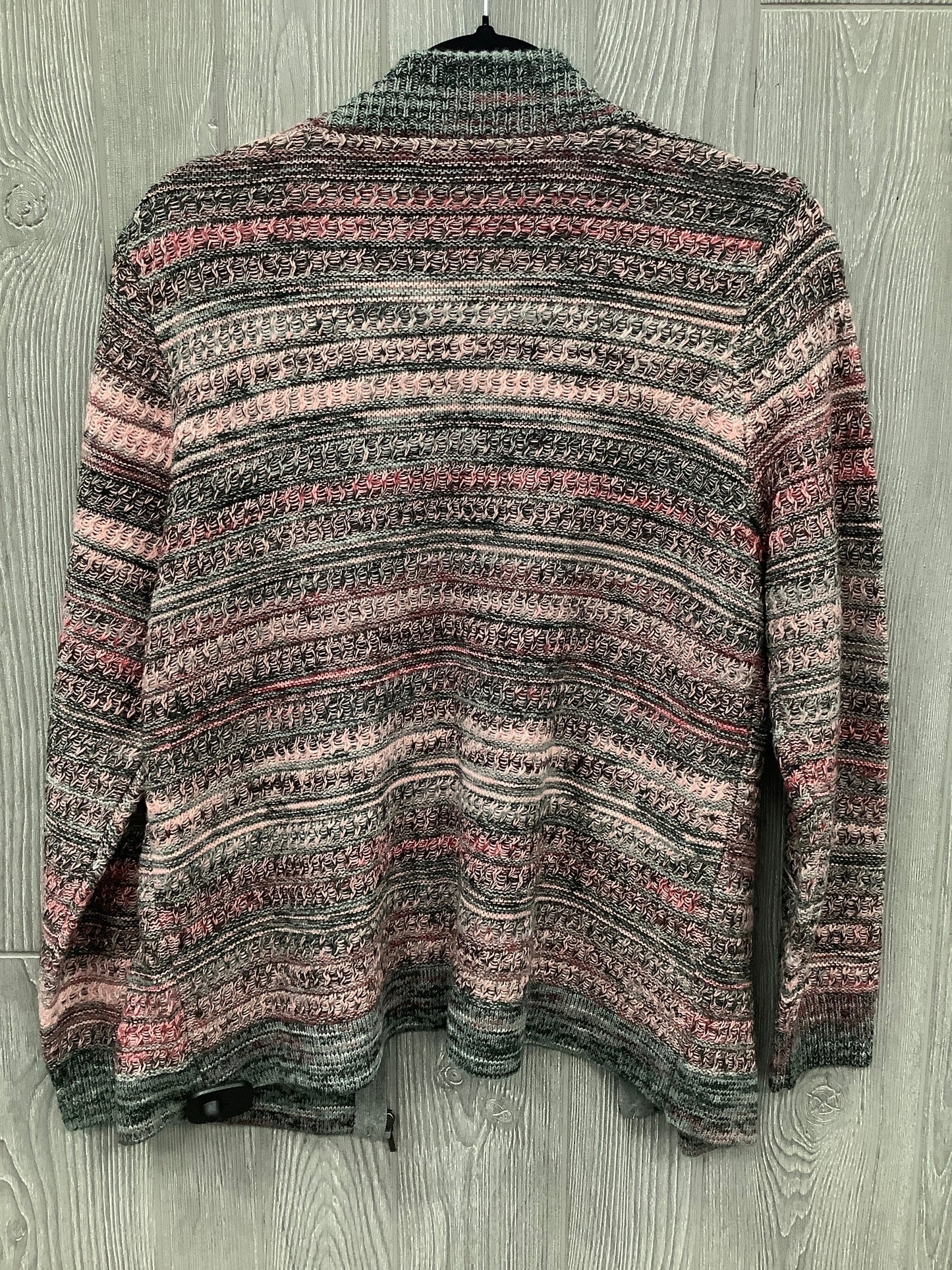 Sweater Cardigan By Christopher And Banks In Grey & Pink, Size: L