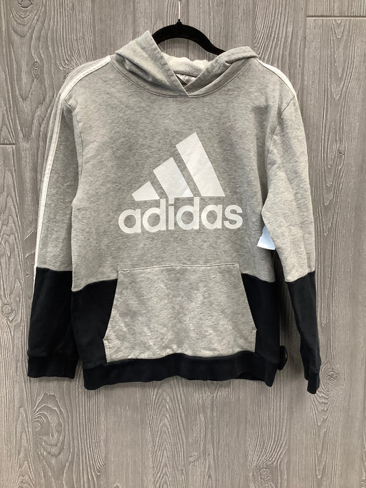 Athletic Sweatshirt Hoodie By Adidas In Grey, Size: S