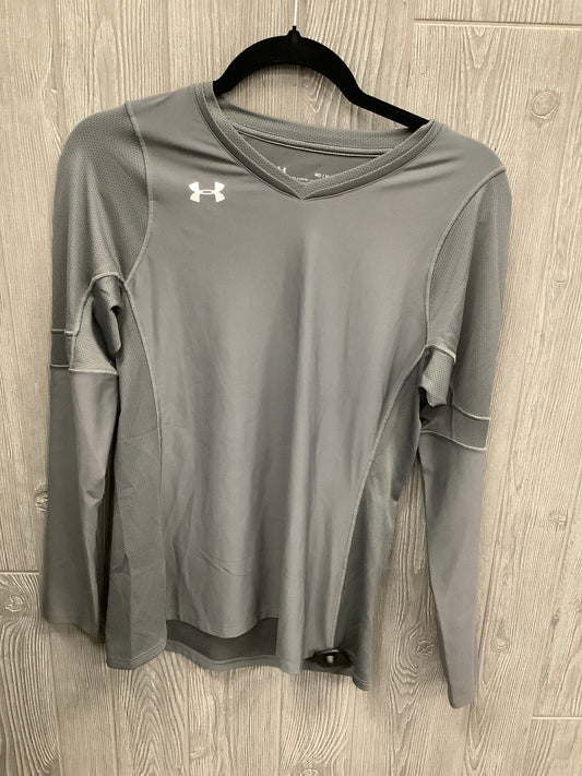 Athletic Top Long Sleeve Crewneck By Under Armour In Grey, Size: M