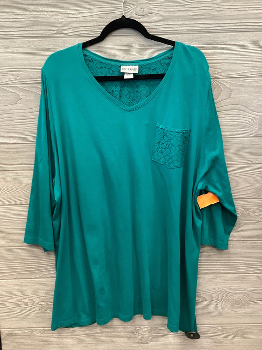 Top 3/4 Sleeve By Catherines In Teal, Size: 2x