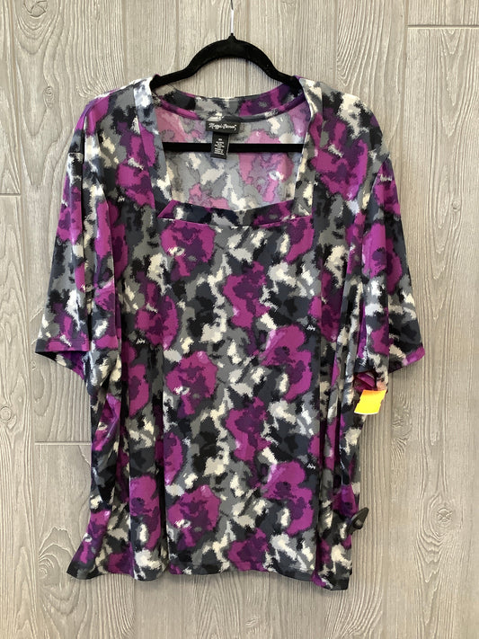 Top Short Sleeve By Maggie Barnes In Grey & Purple, Size: 3x