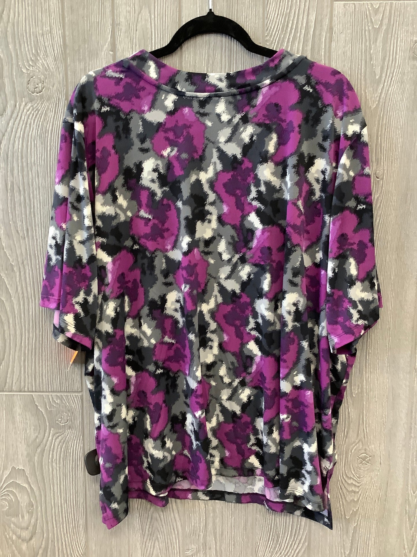 Top Short Sleeve By Maggie Barnes In Grey & Purple, Size: 3x