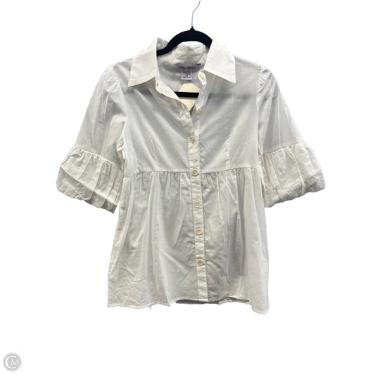 Blouse Short Sleeve By Clothes Mentor In White, Size: Xs