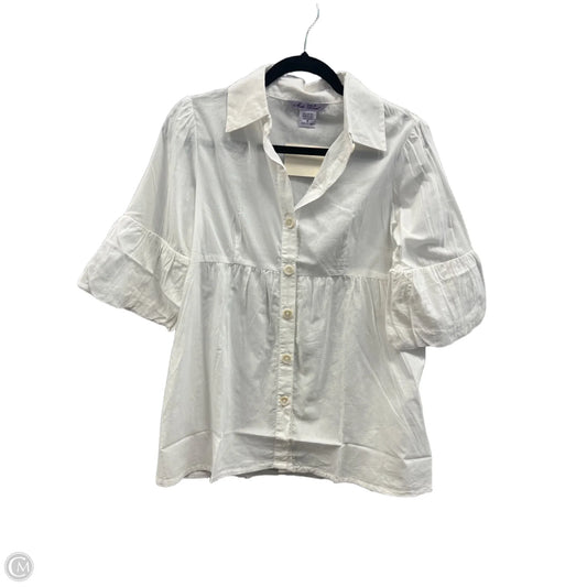 Blouse Short Sleeve By Clothes Mentor In White, Size: S