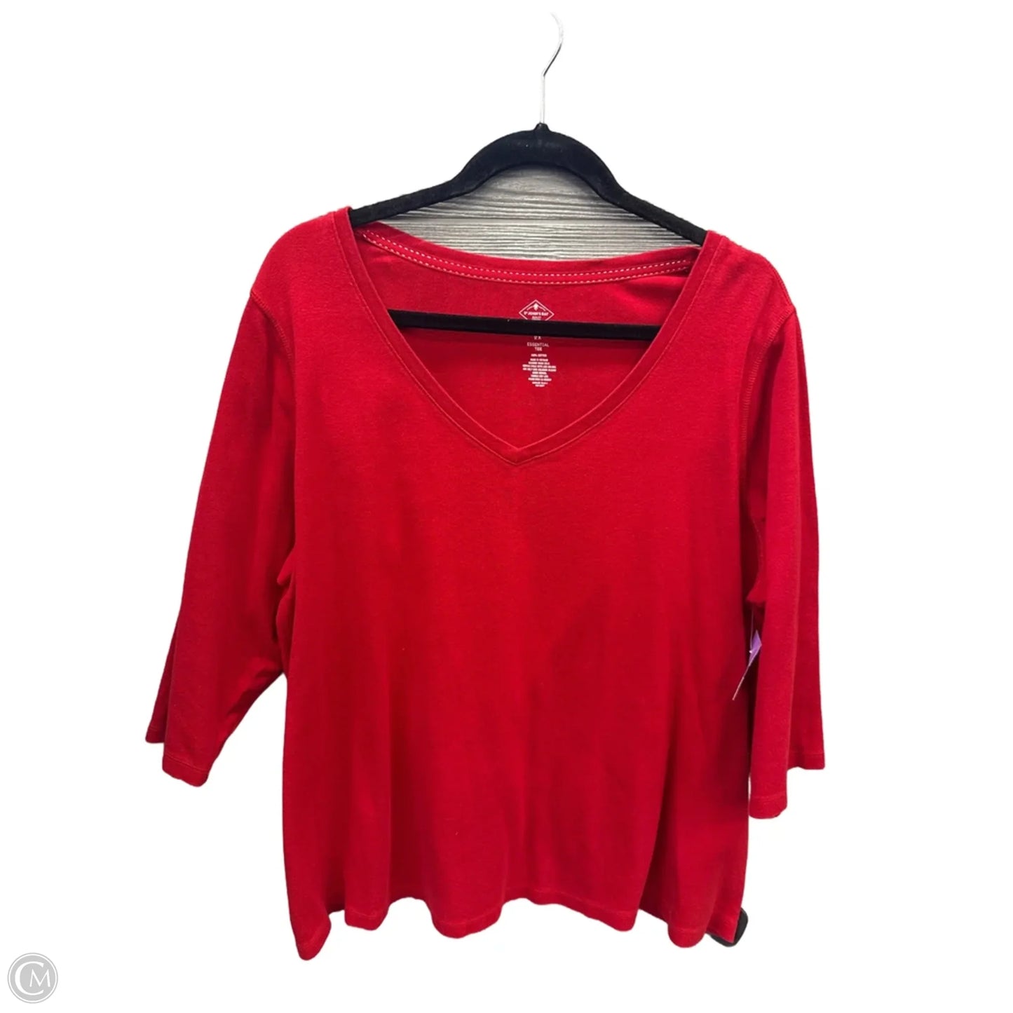 Top 3/4 Sleeve Basic By St Johns Bay In Red, Size: 2x