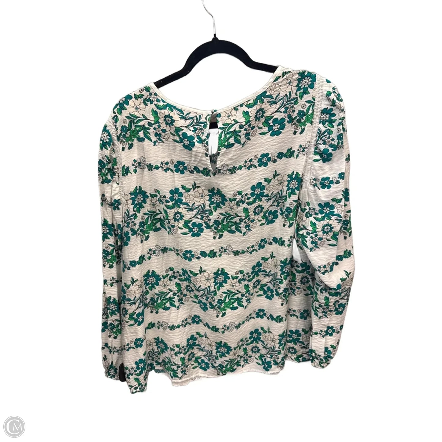 Top Long Sleeve By Lane Bryant In Green & White, Size: 2x