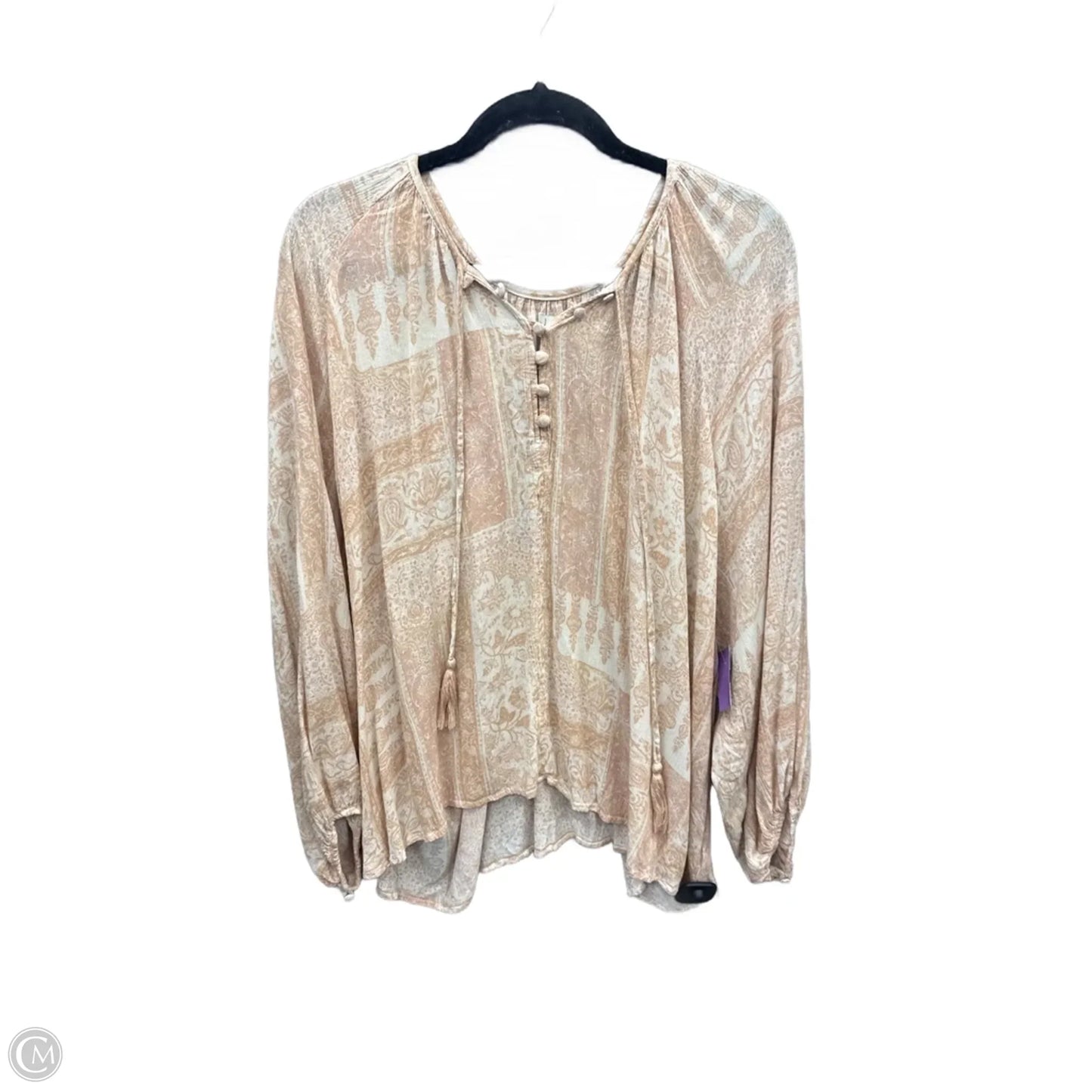 Top 3/4 Sleeve By Wonderly In Peach, Size: 2x