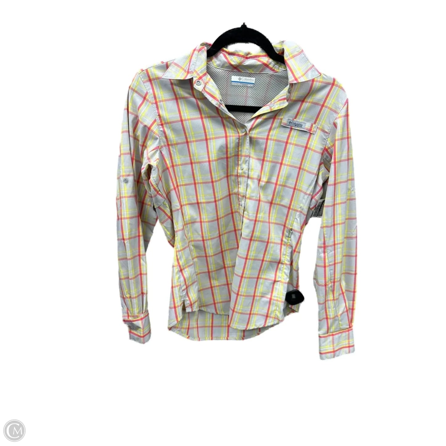 Athletic Top Long Sleeve Collar By Columbia In Grey, Size: Xs