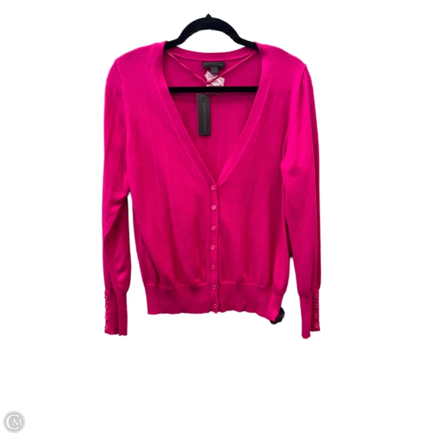 Sweater Cardigan By Worthington In Pink, Size: L
