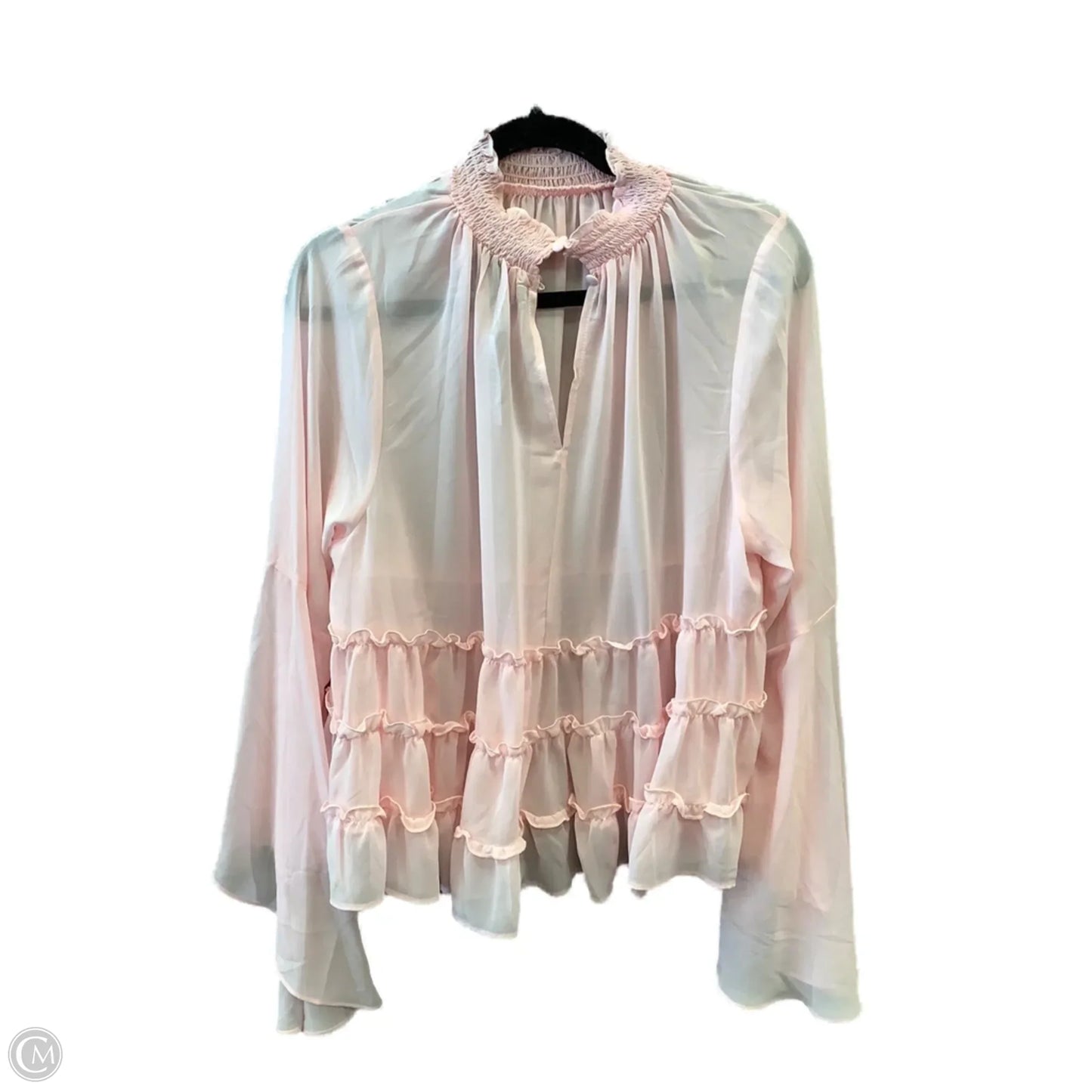 Blouse Long Sleeve By Torrid In Pink, Size: L