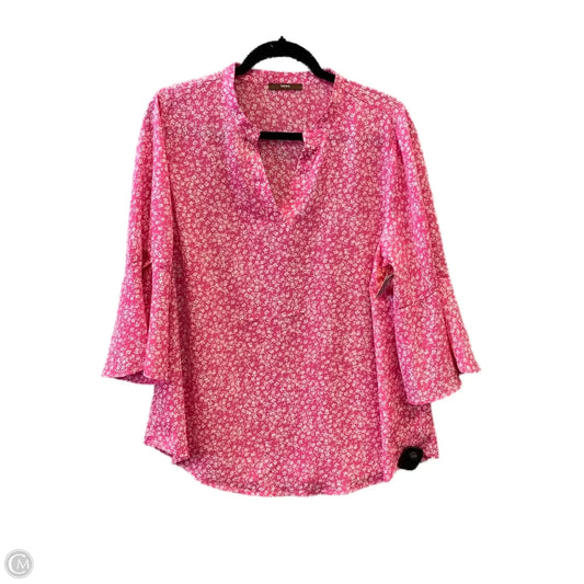 Blouse 3/4 Sleeve By Clothes Mentor In Pink, Size: L
