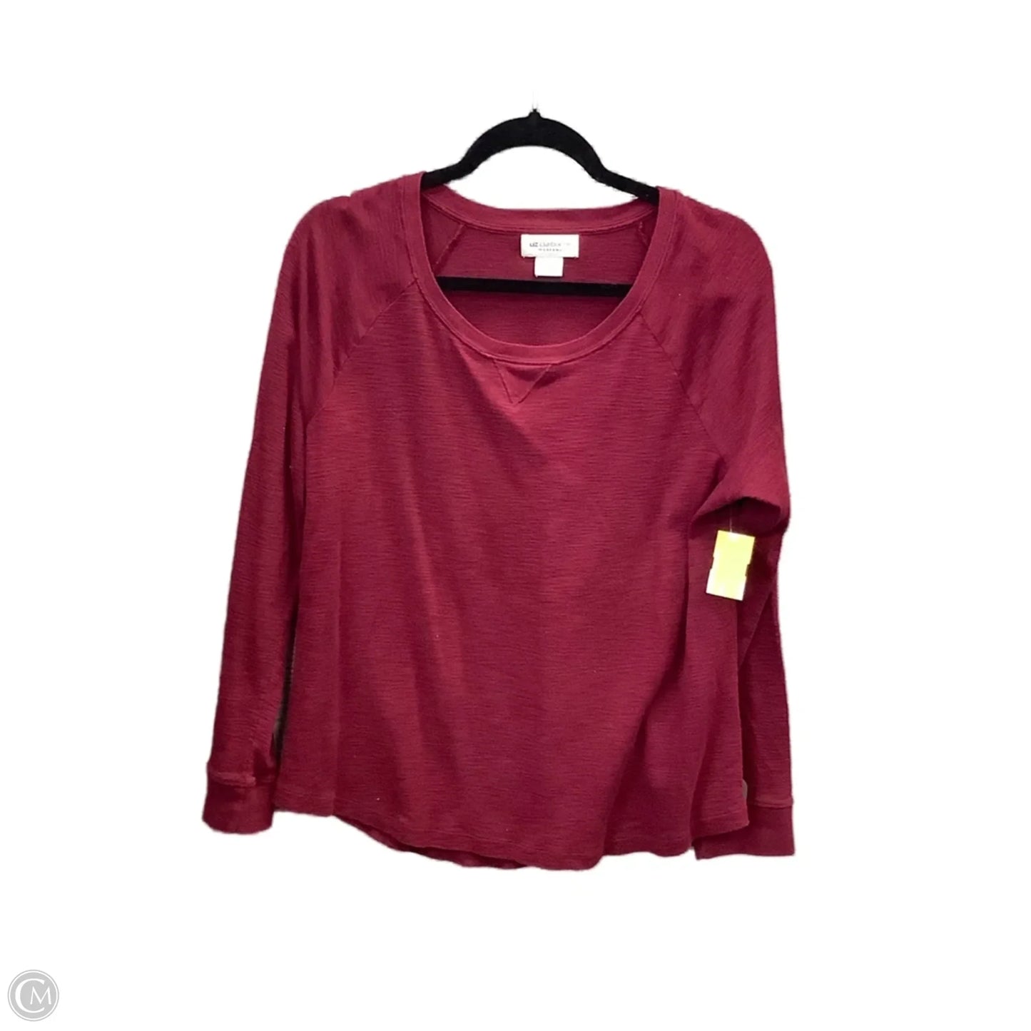 Top Long Sleeve Basic By Liz Claiborne In Maroon, Size: L