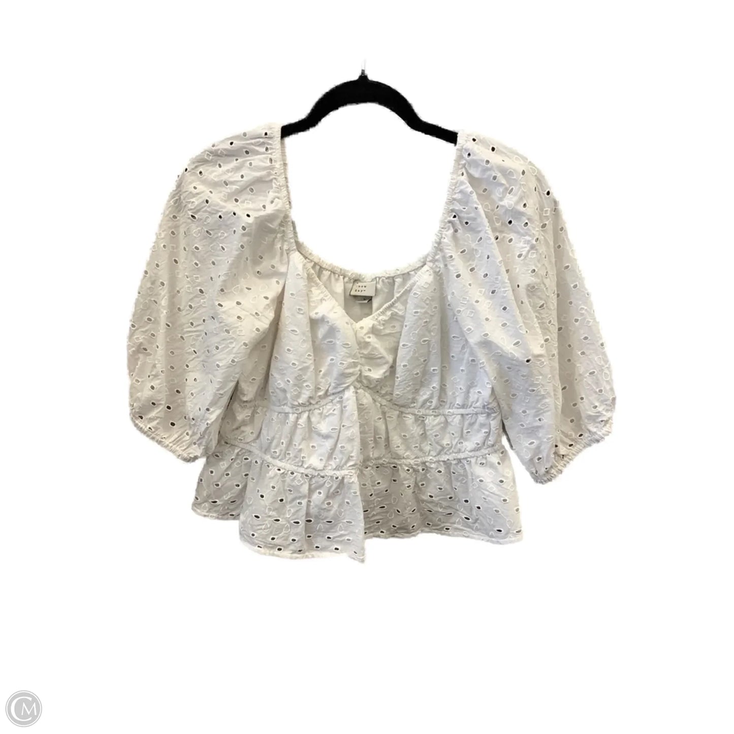 Top Short Sleeve By A New Day In White, Size: L