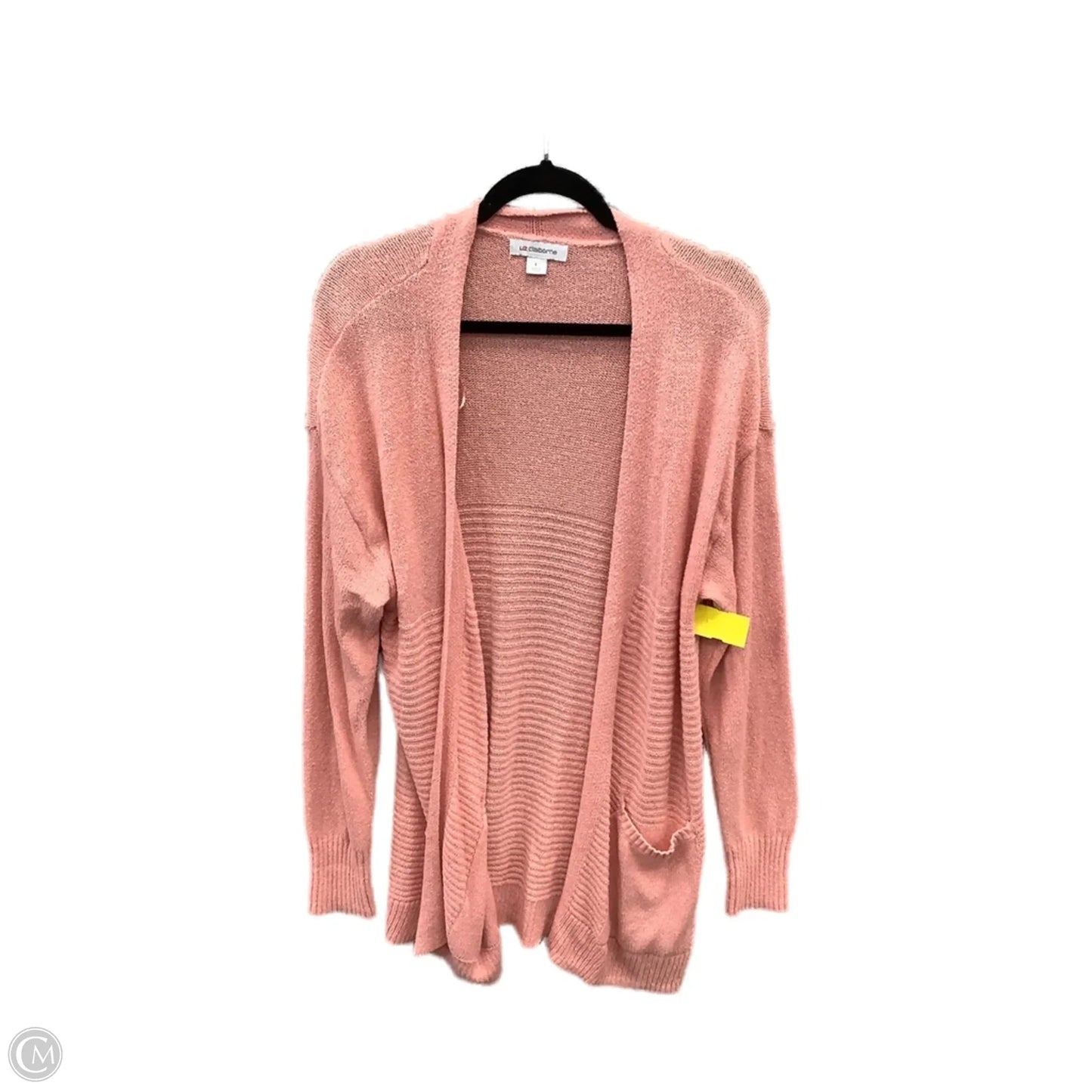 Sweater Cardigan By Liz Claiborne In Pink, Size: L