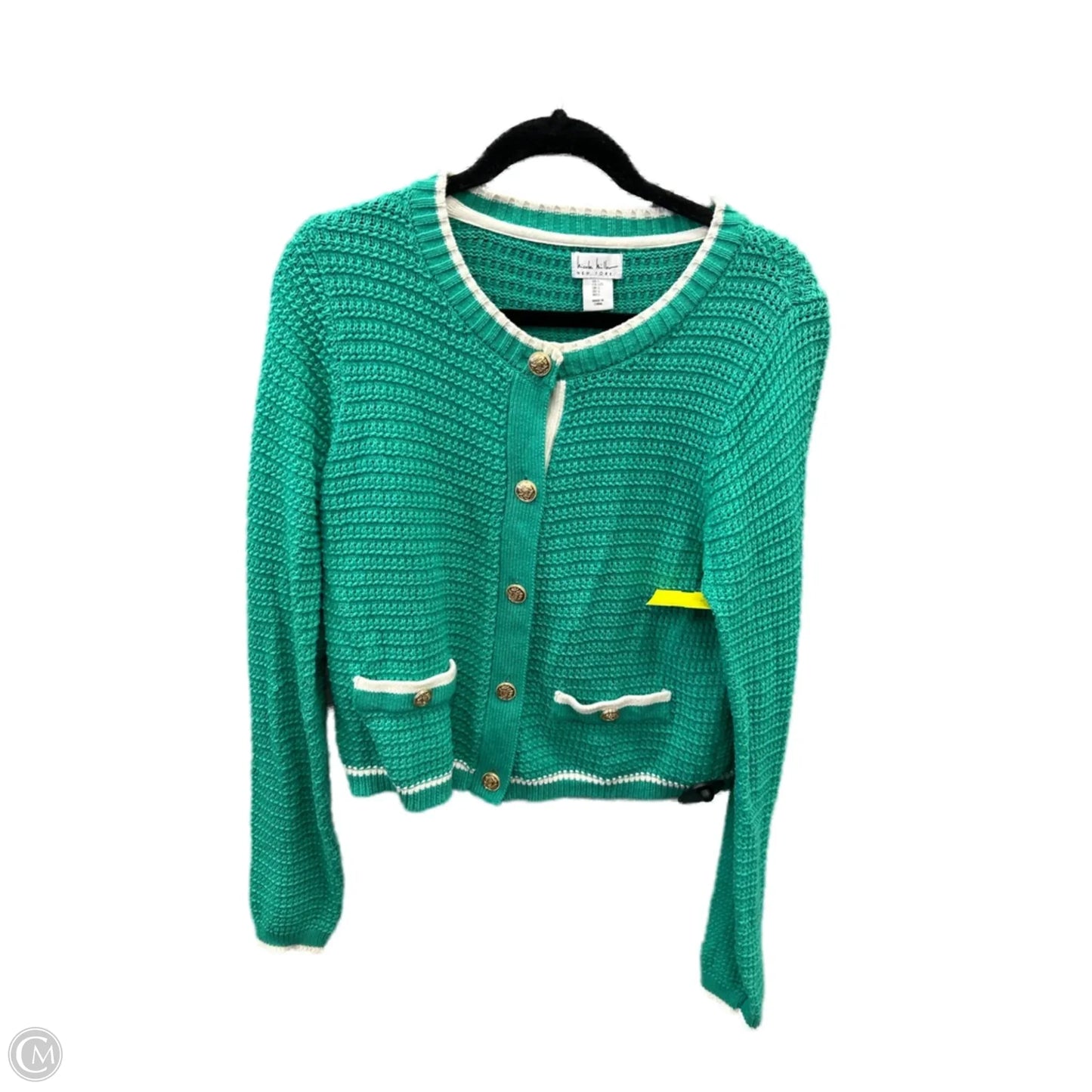 Sweater Cardigan By Nicole By Nicole Miller In Green, Size: L
