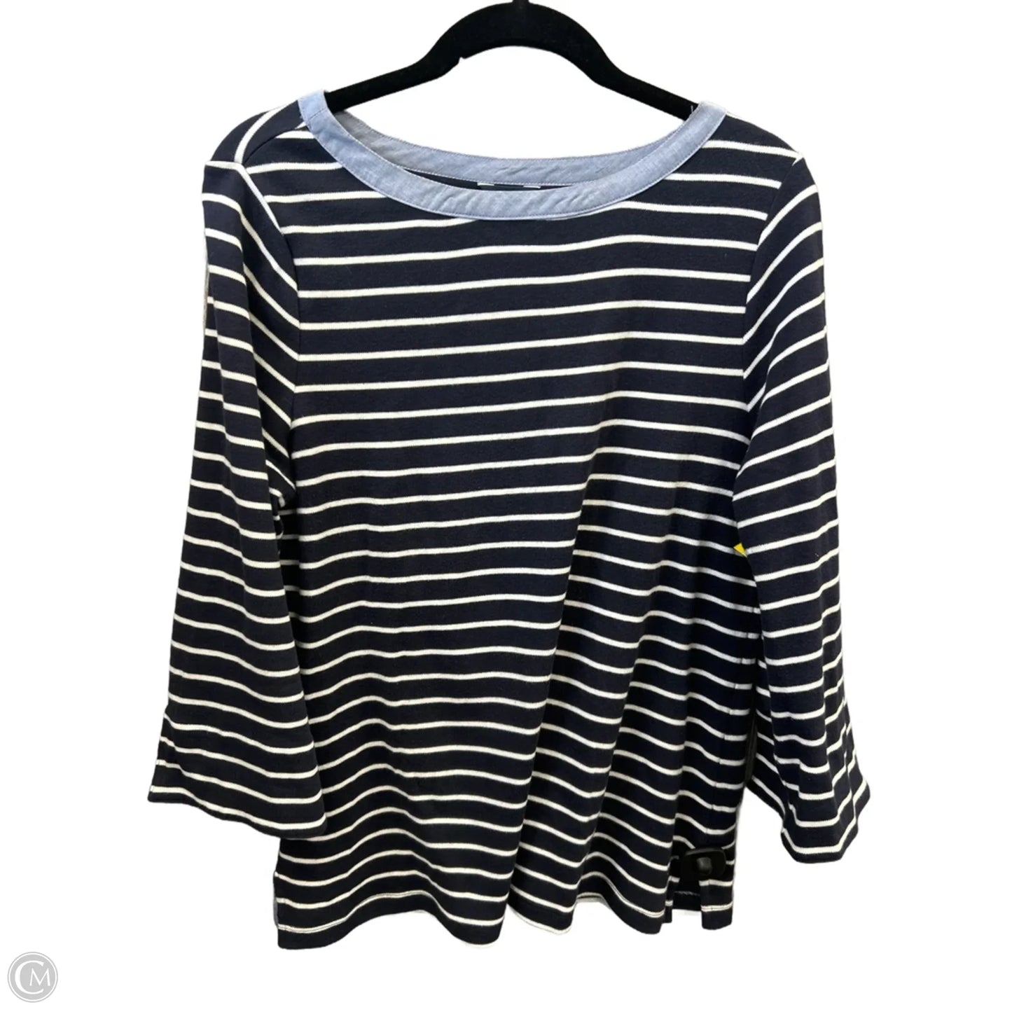 Top 3/4 Sleeve By Nautica In Navy, Size: L