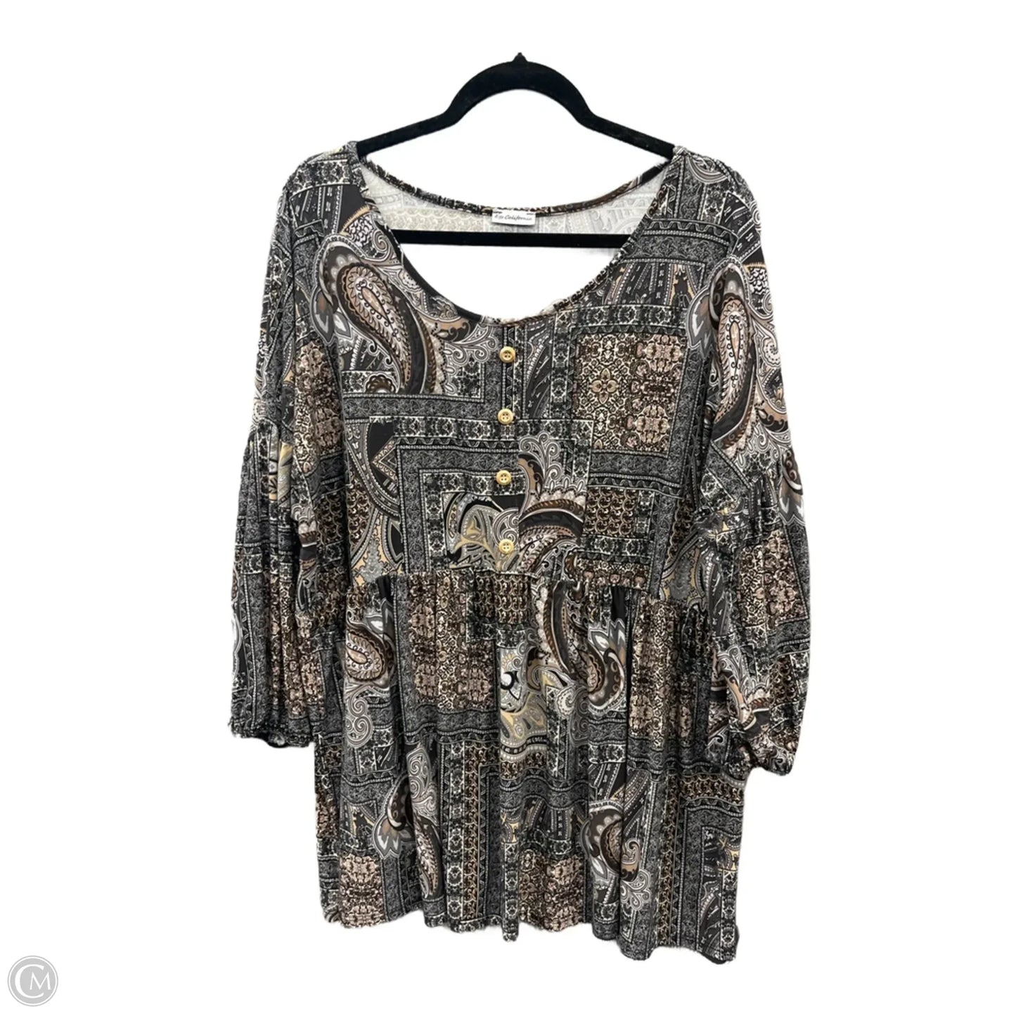 Top 3/4 Sleeve By Clothes Mentor In Brown, Size: 3x