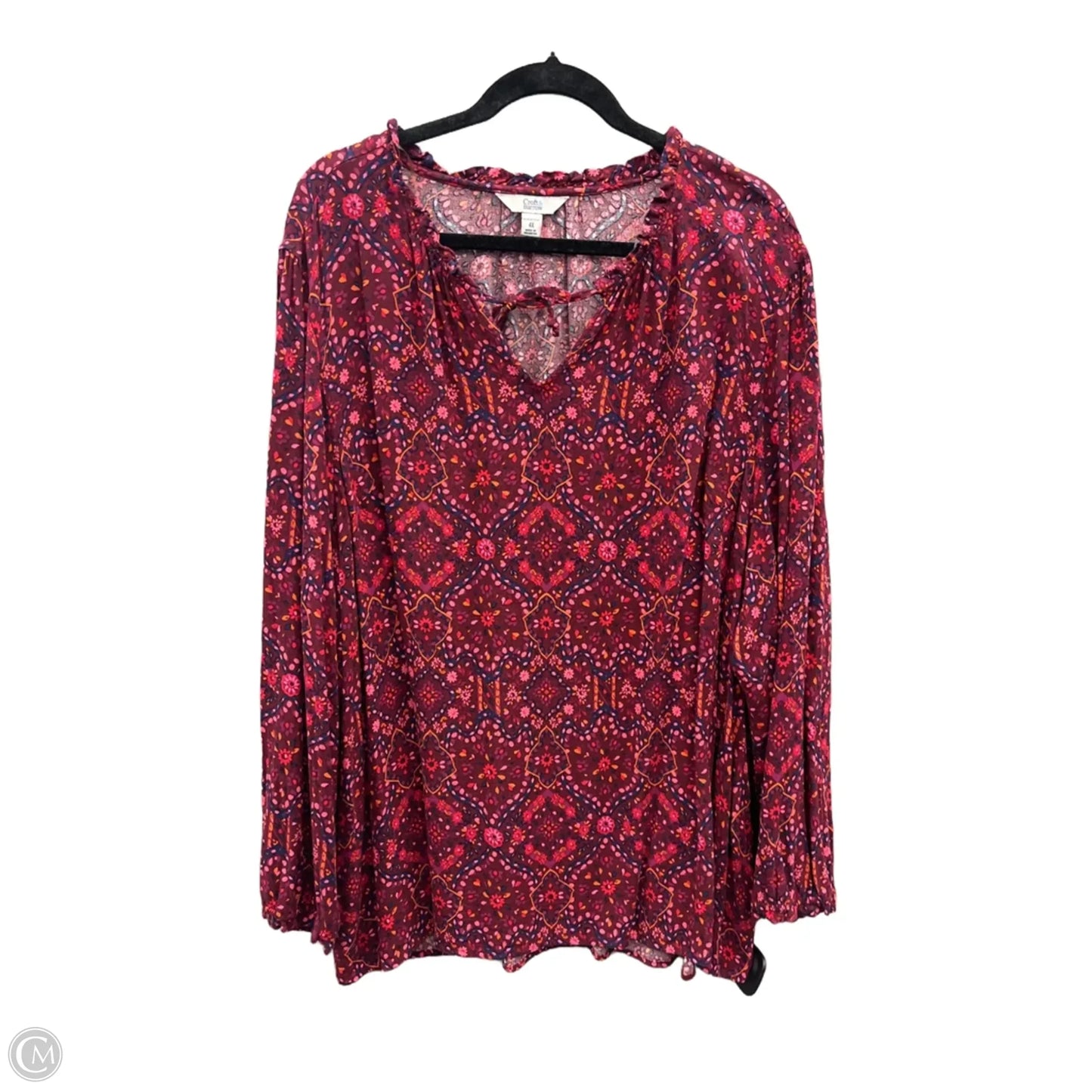 Top Long Sleeve By Croft And Barrow In Maroon, Size: 4x