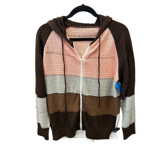 Sweater Cardigan By Clothes Mentor In Brown & Pink, Size: M