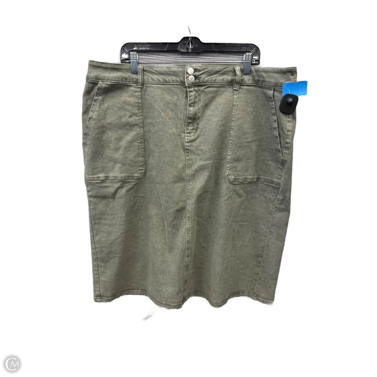 Skirt Midi By Cato In Green Denim, Size: 20