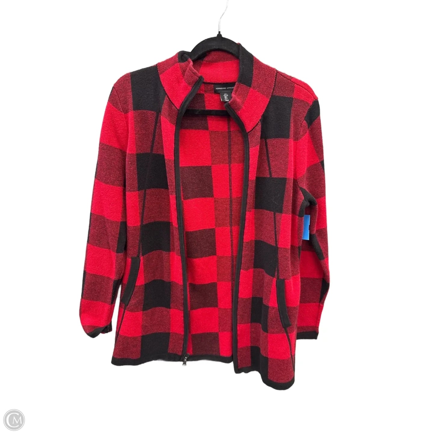 Sweater Cardigan By Adrianna Papell In Black & Red, Size: L