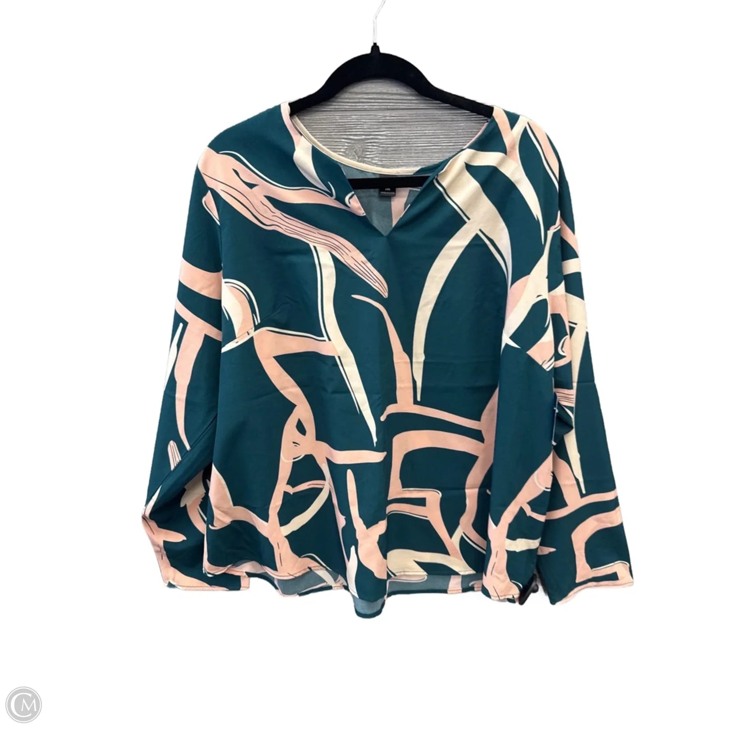 Top Long Sleeve By Shein In Green & Pink, Size: 2x