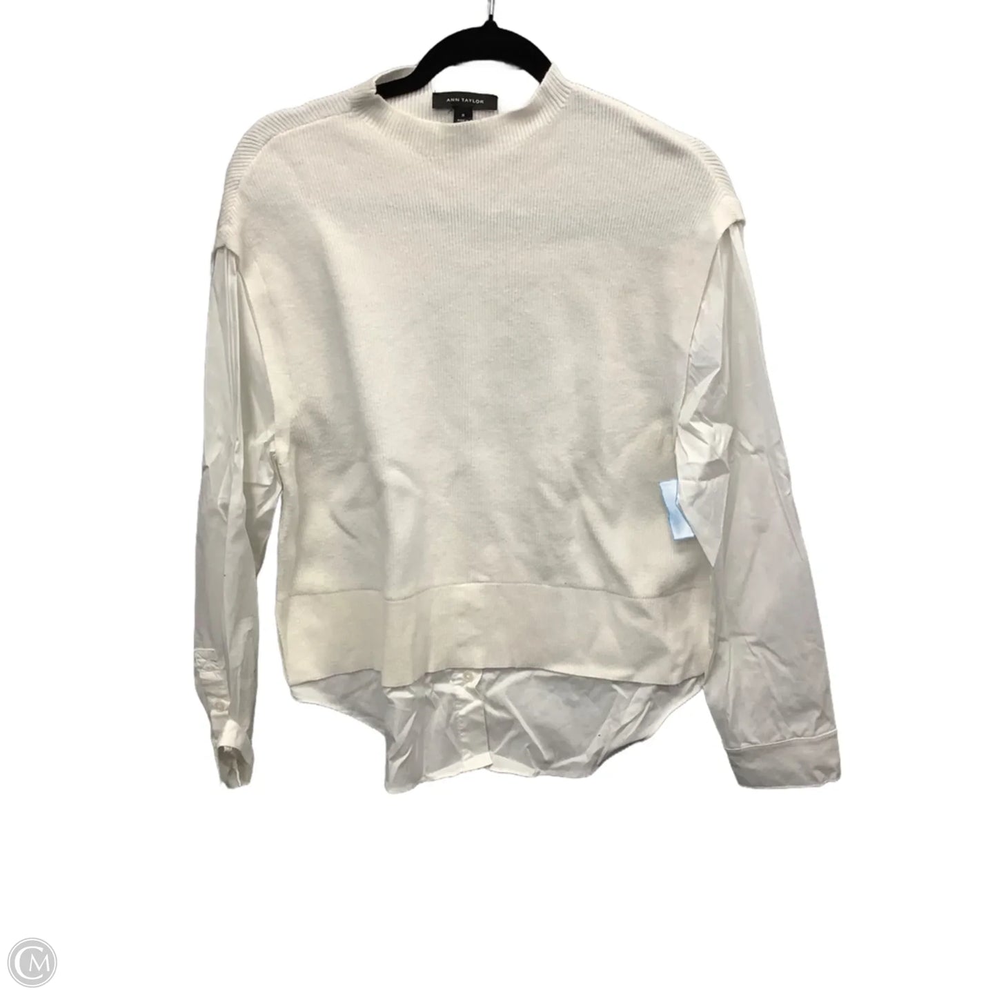 Blouse Long Sleeve By Ann Taylor In White, Size: M