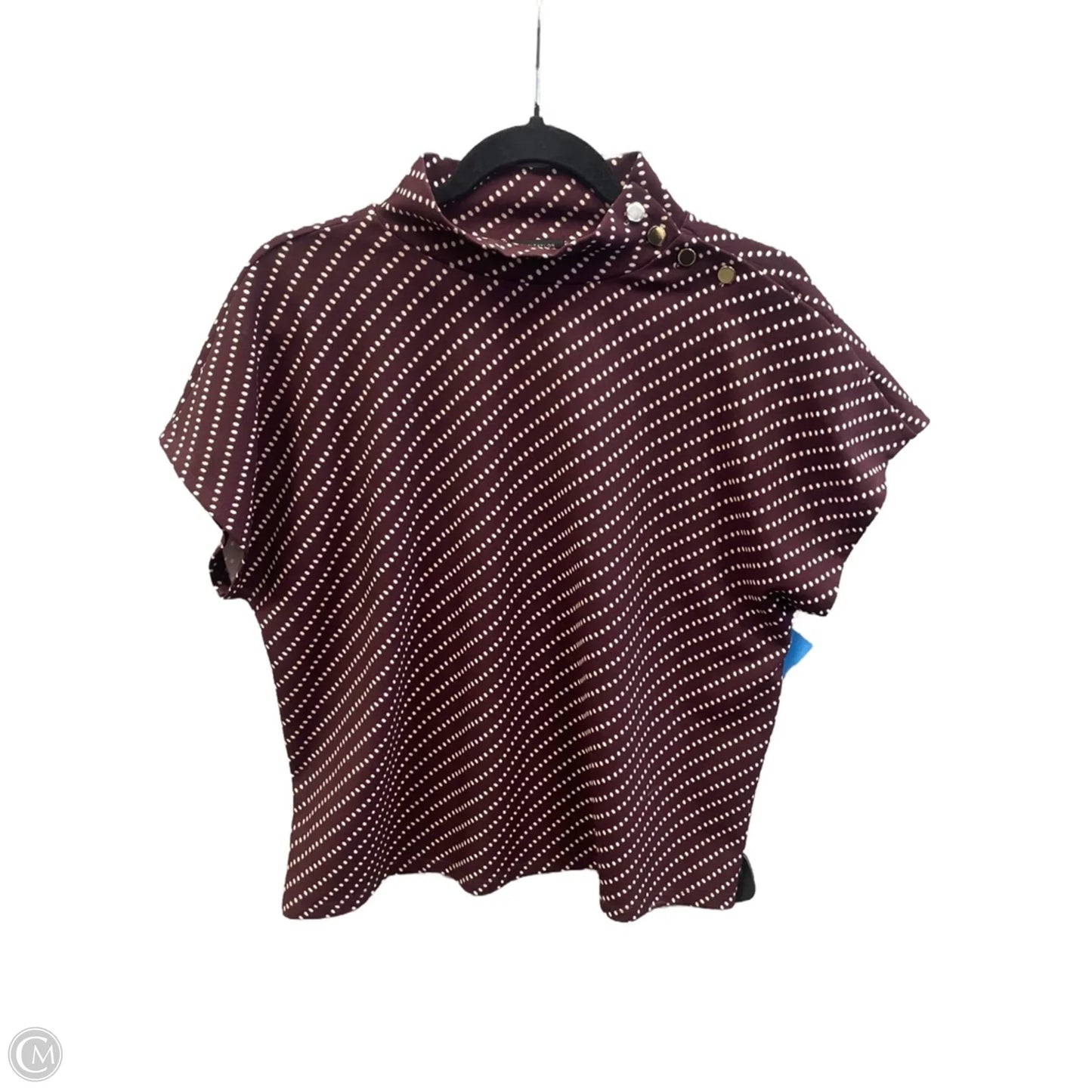 Blouse Short Sleeve By Ann Taylor In Maroon, Size: M