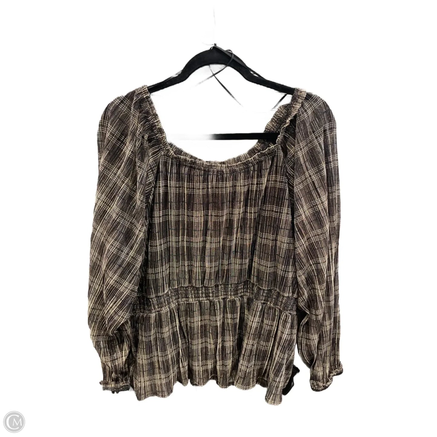 Top Long Sleeve By Knox Rose In Brown, Size: Xxl