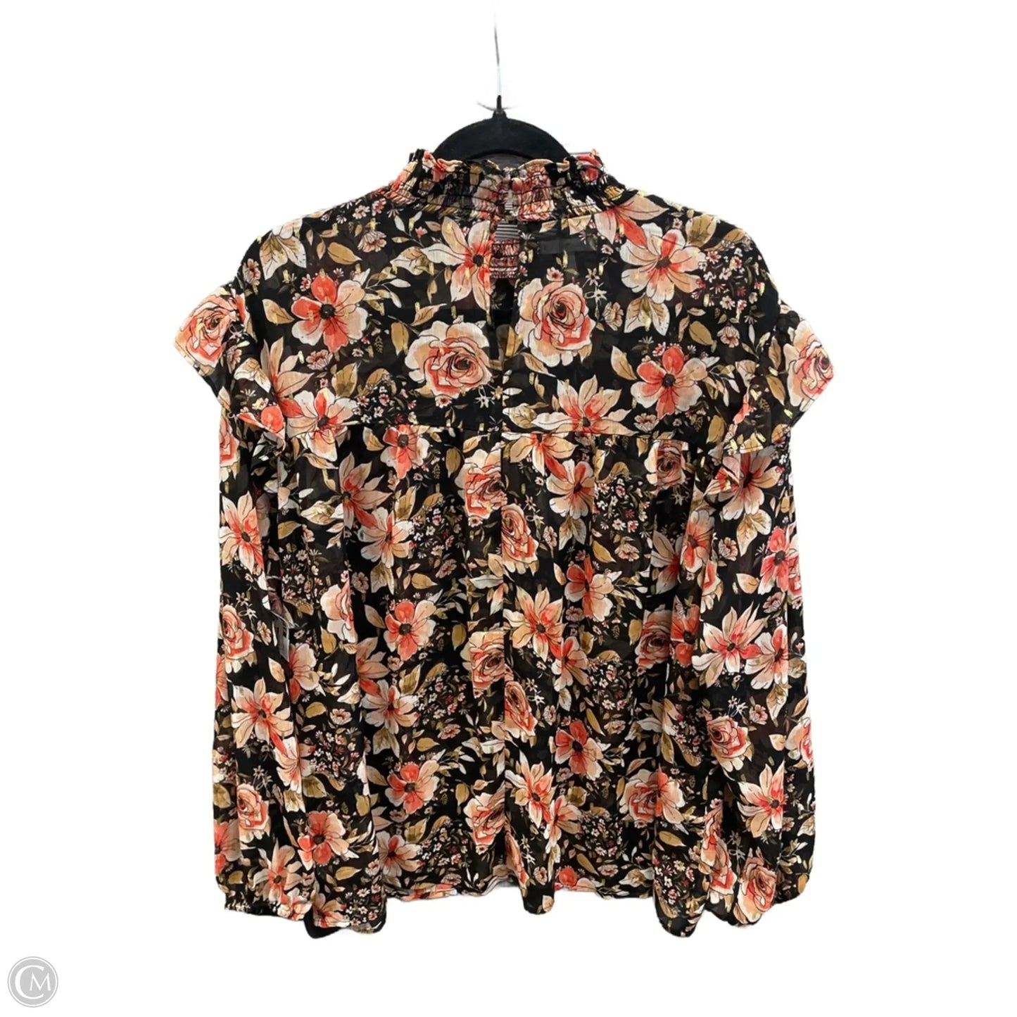 Blouse Long Sleeve By Maurices In Black, Size: 1x