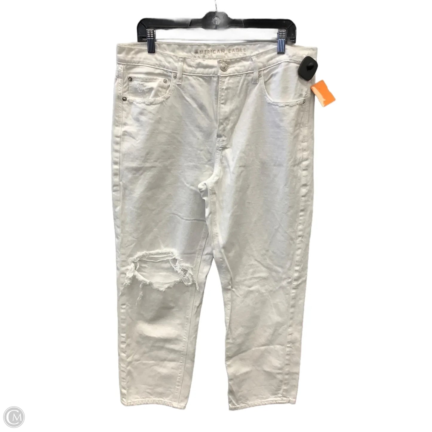 Jeans Boyfriend By American Eagle In White Denim, Size: 14