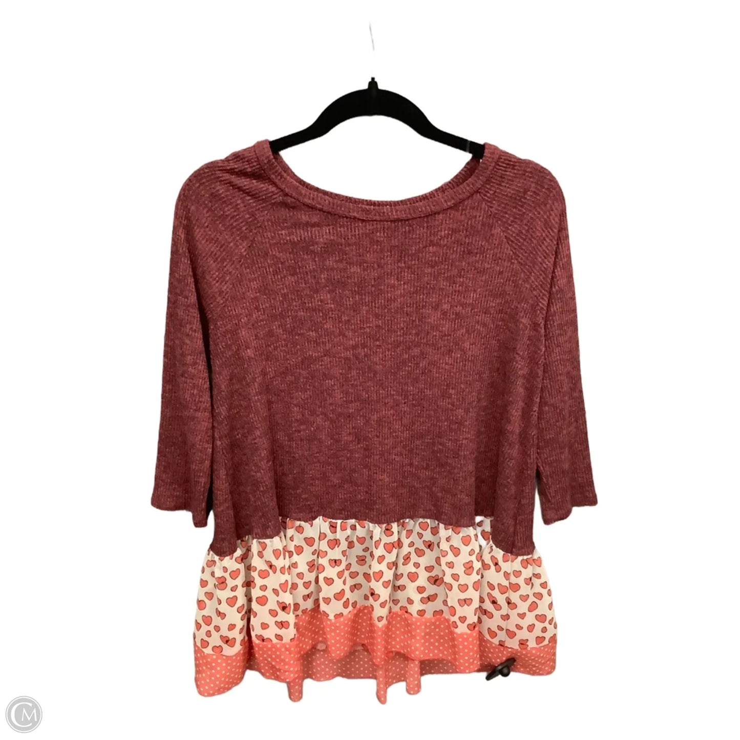 Top Long Sleeve By Oddi In Red, Size: M