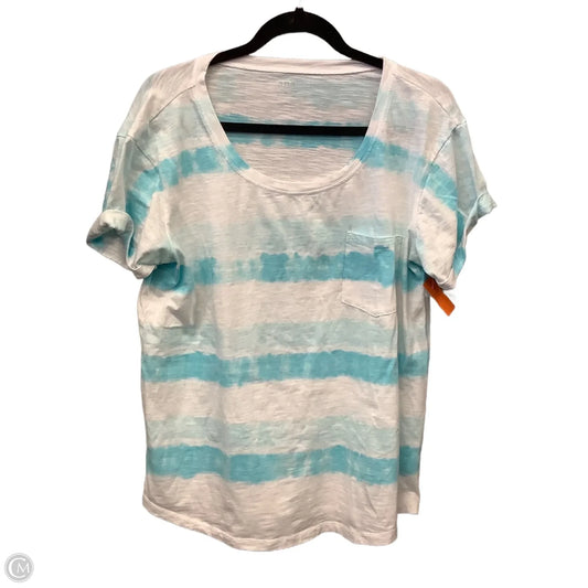 Top Short Sleeve By Ana In Blue & White, Size: L