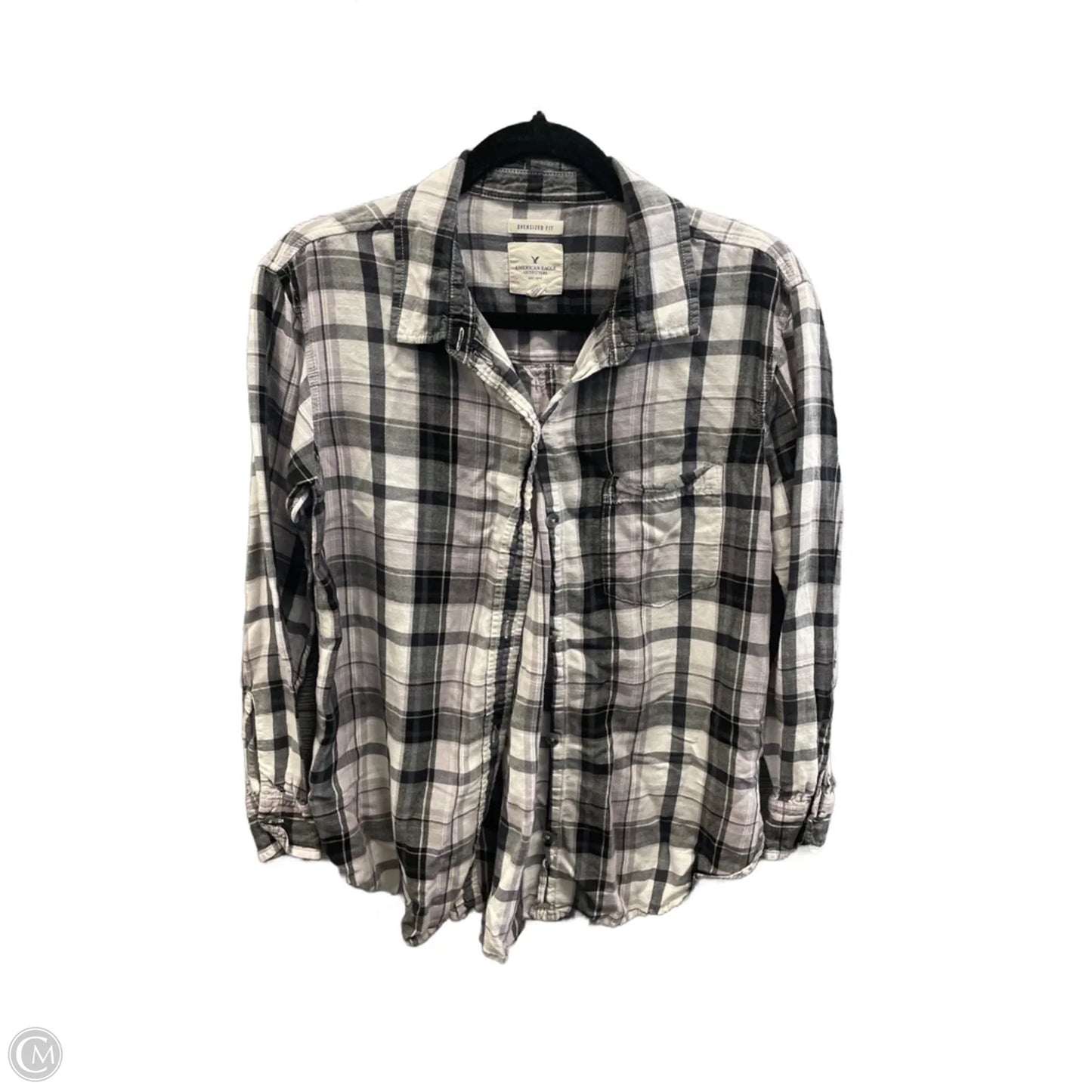 Top Long Sleeve By American Eagle In Black & White, Size: M