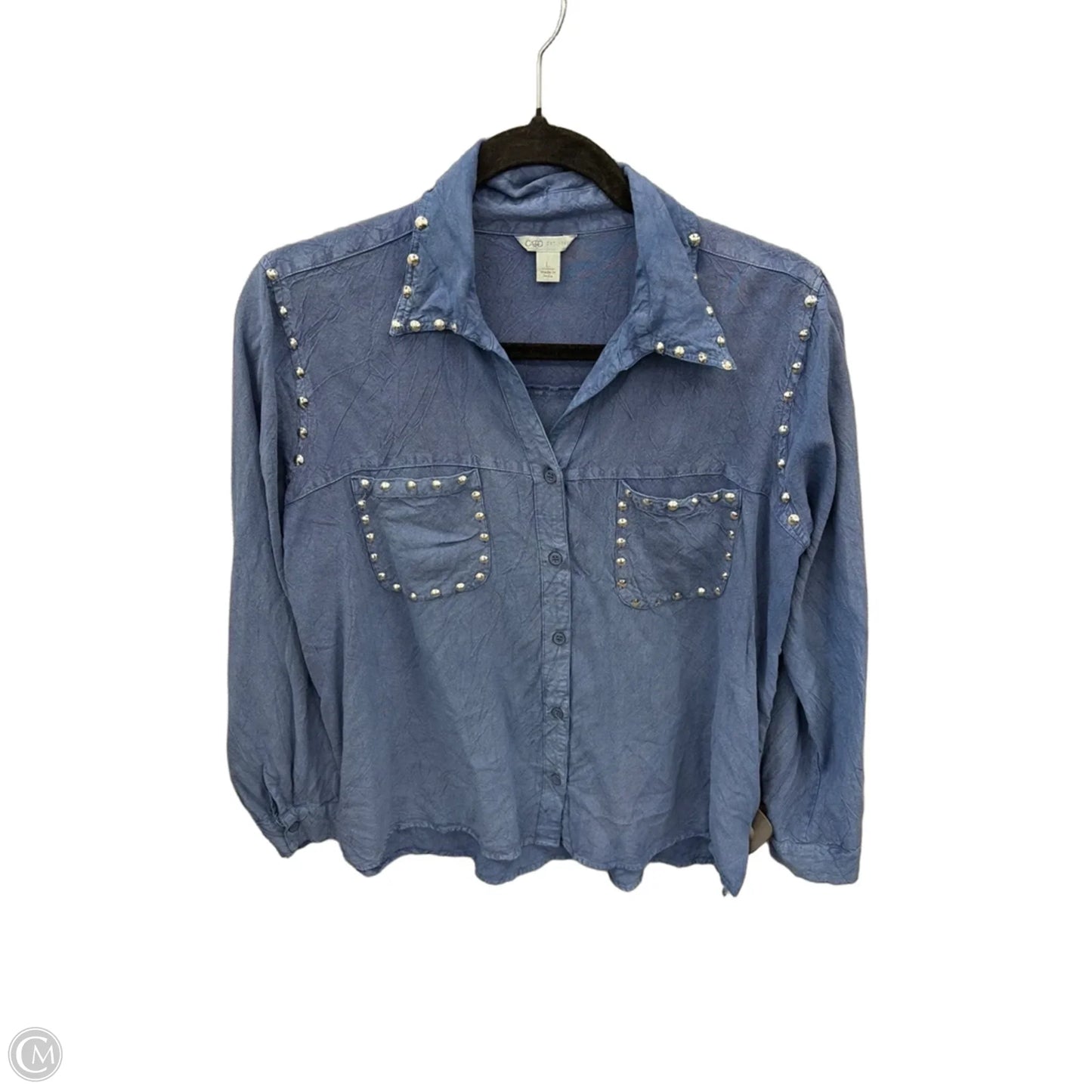 Top Long Sleeve By Cato In Blue, Size: L
