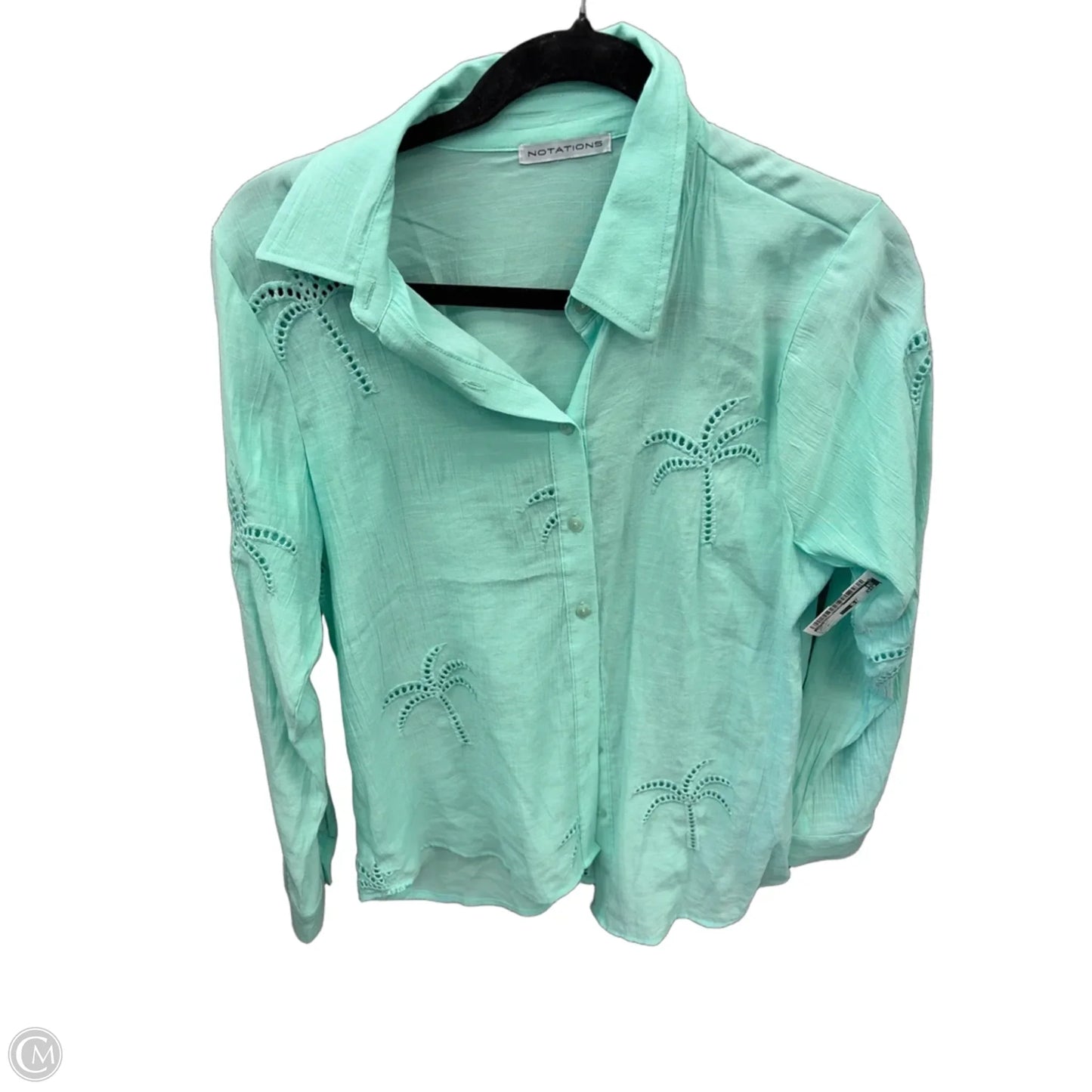 Top Long Sleeve By Notations In Green, Size: M