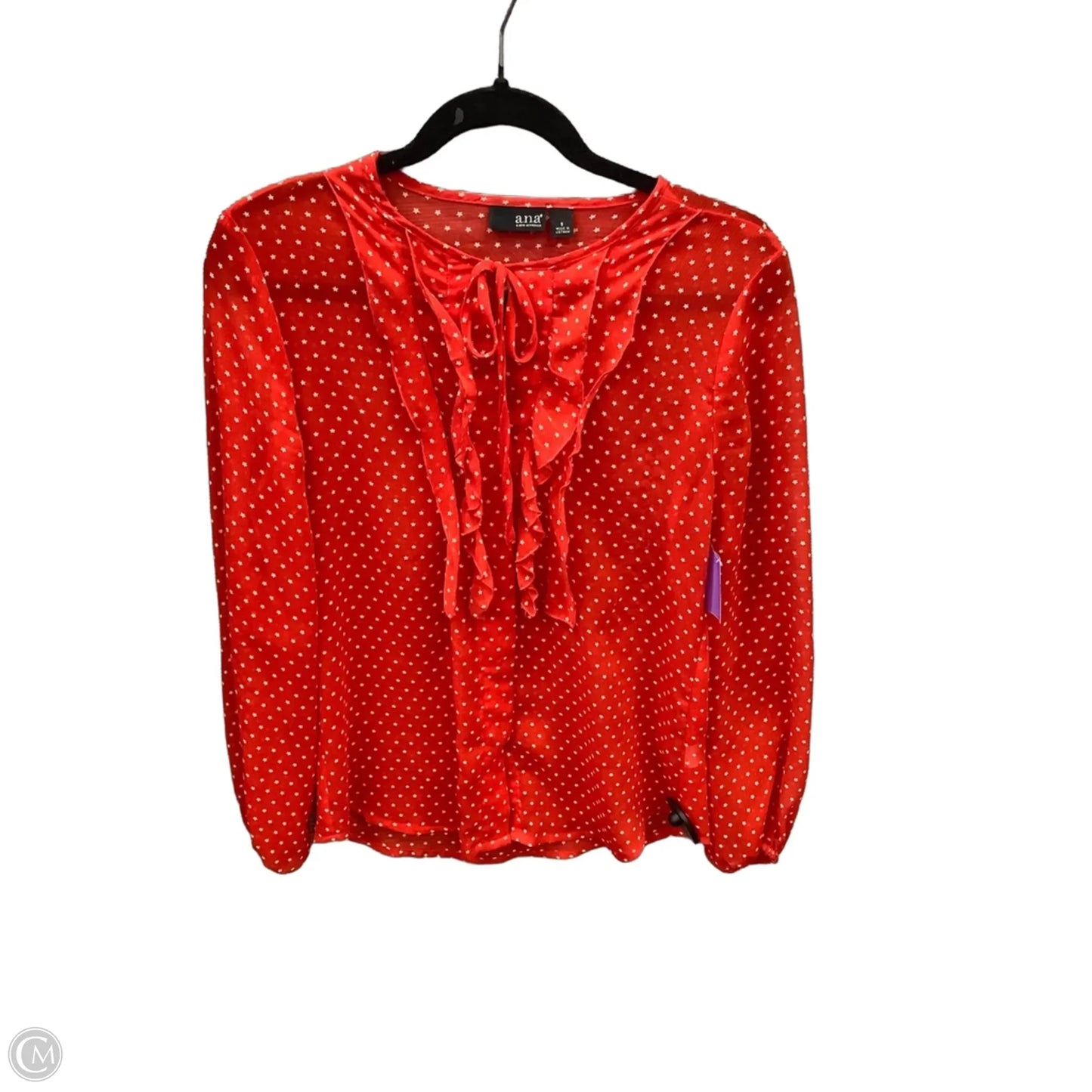 Top Long Sleeve By Ana In Red, Size: S