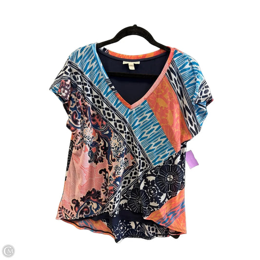 Top Short Sleeve By Dana Buchman In Multi-colored, Size: L