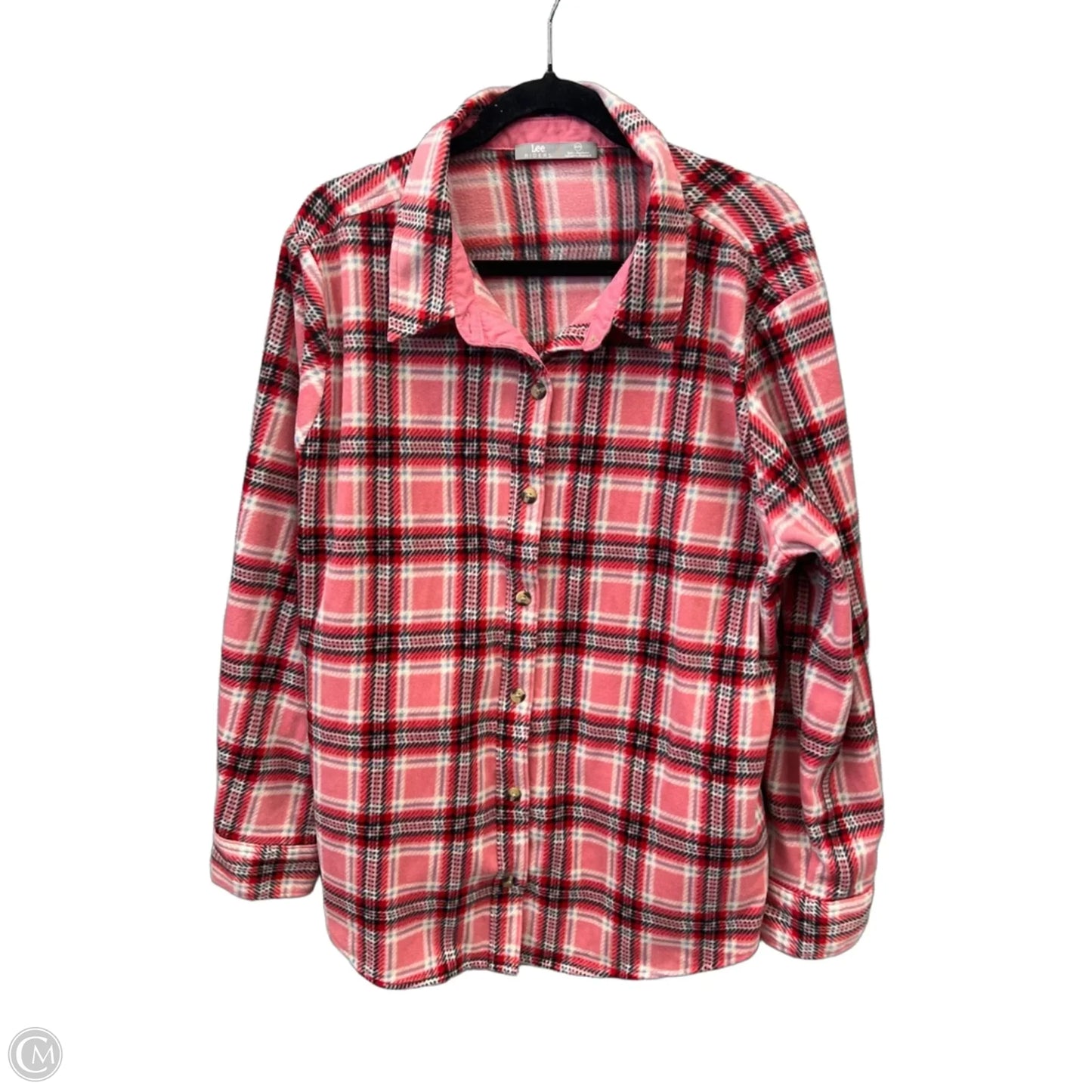 Jacket Shirt By Lee In Pink & Red, Size: Xxl