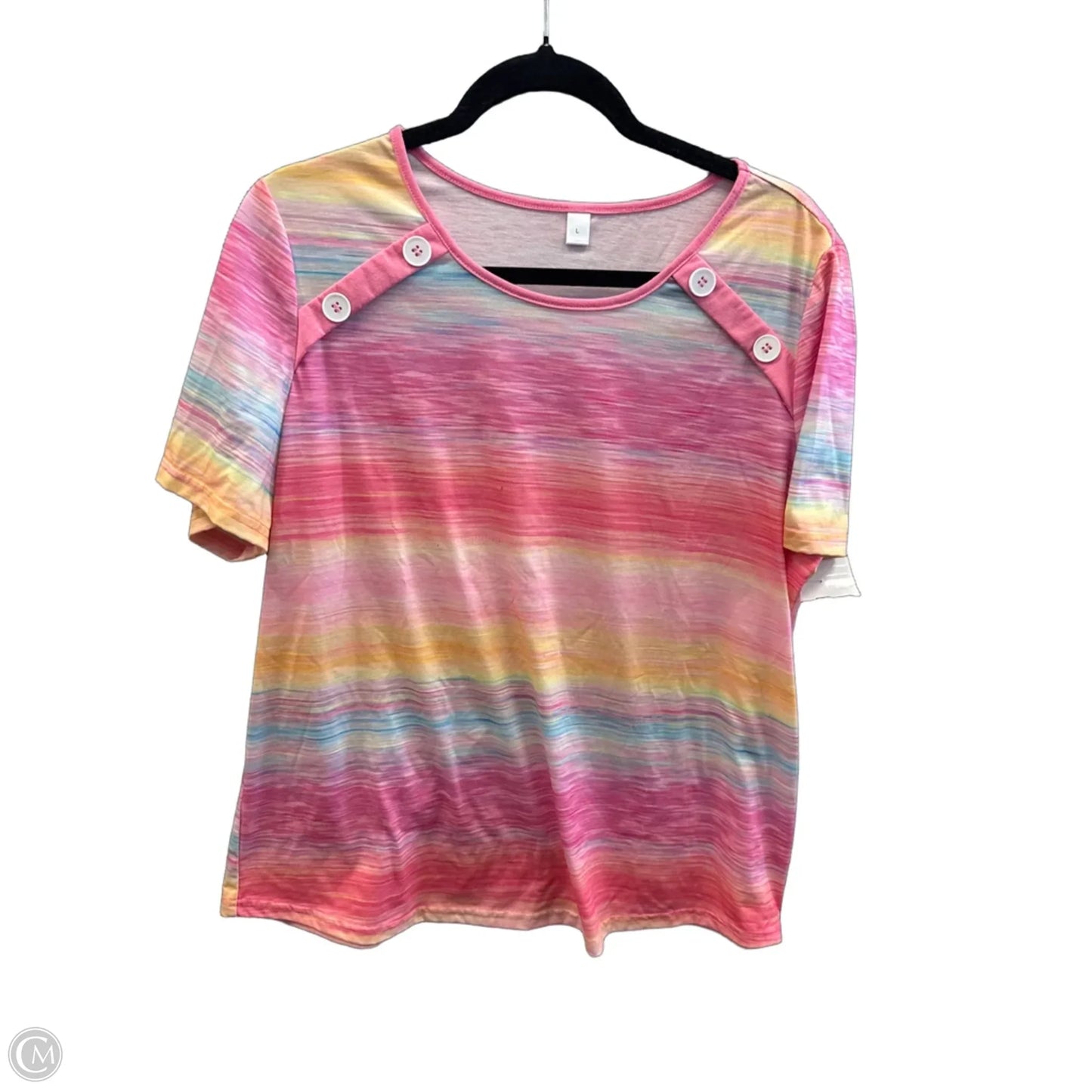 Top Short Sleeve By Cmf In Pink, Size: L