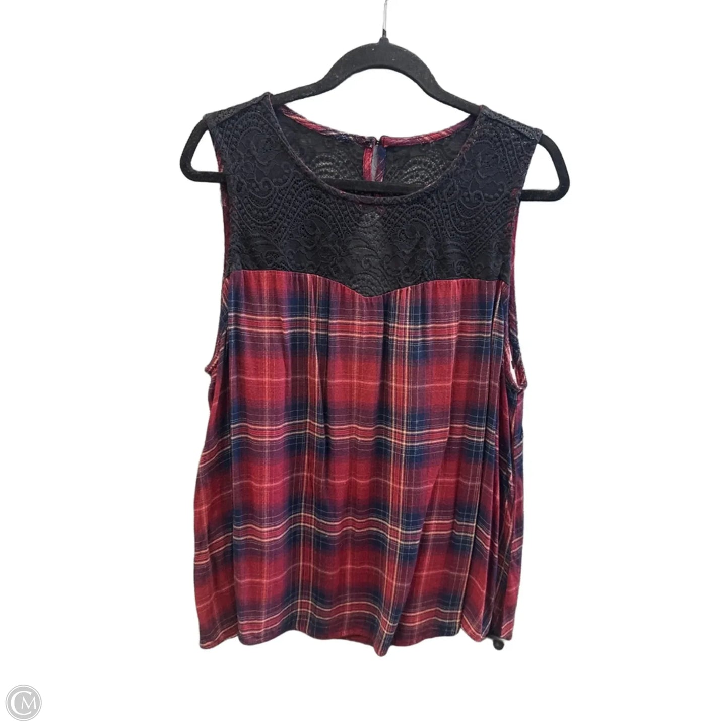 Top Sleeveless By Maurices In Plaid Pattern, Size: 2x