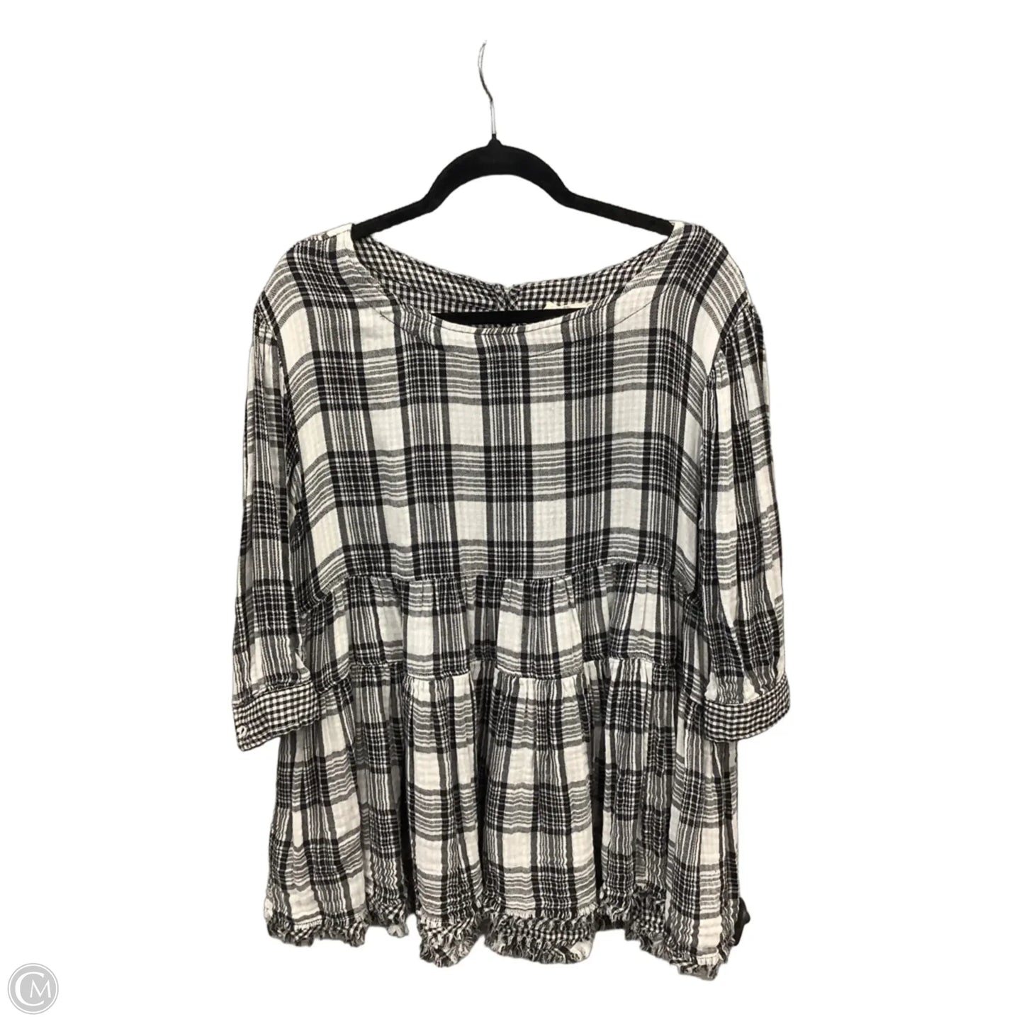 Top 3/4 Sleeve By Entro In Black & White, Size: Xl