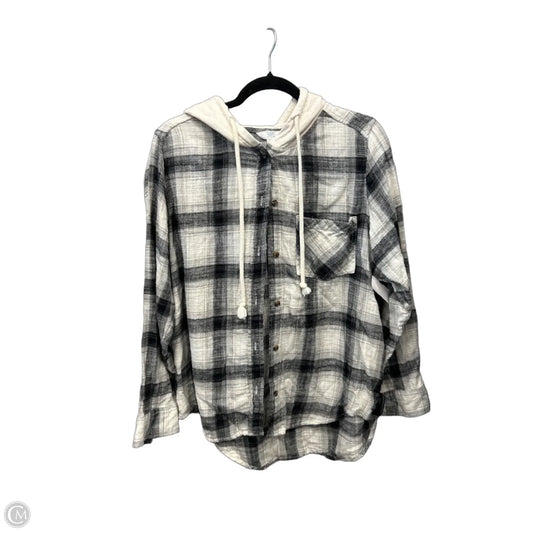 Top Long Sleeve By Time And Tru In Plaid Pattern, Size: L