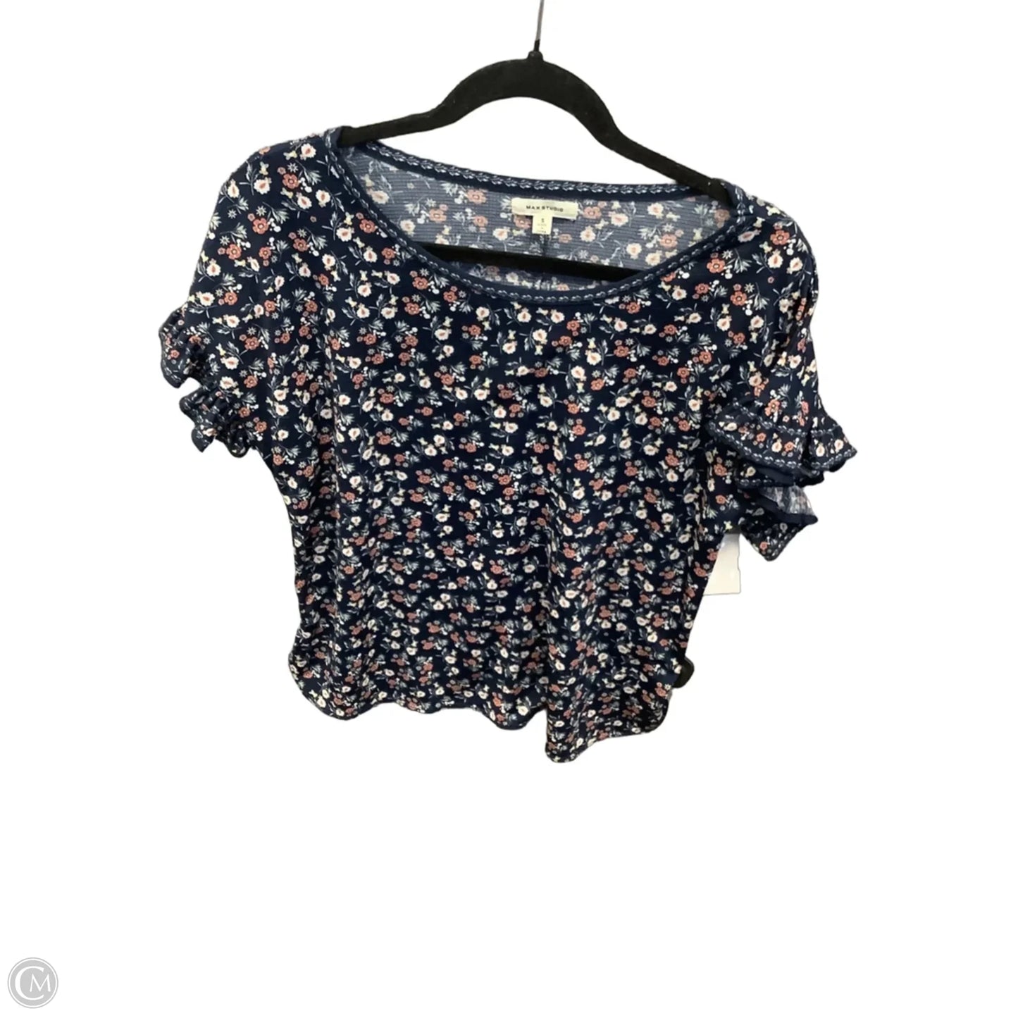 Top Short Sleeve By Max Studio In Navy, Size: S